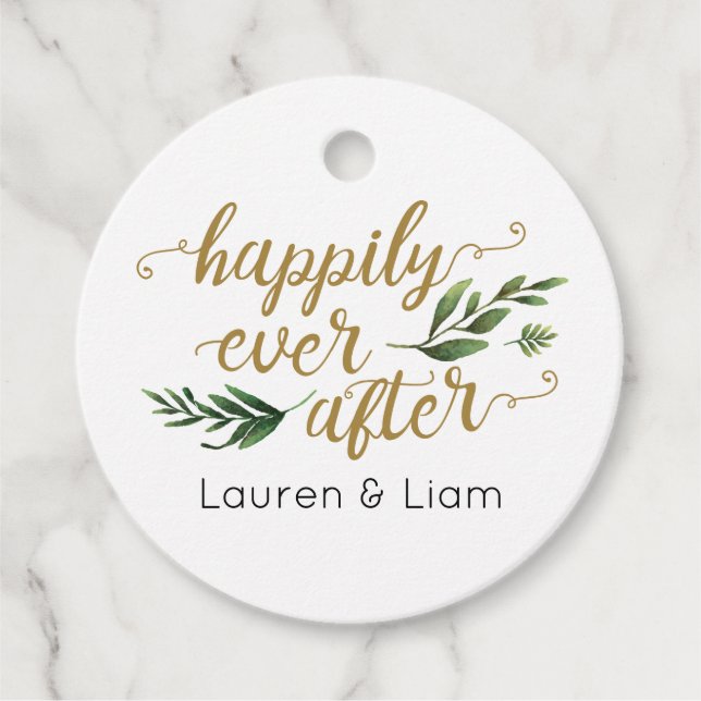 Étiquettes Cadeau Elégante aquarelle verte Mariage Favor balise (Devant)