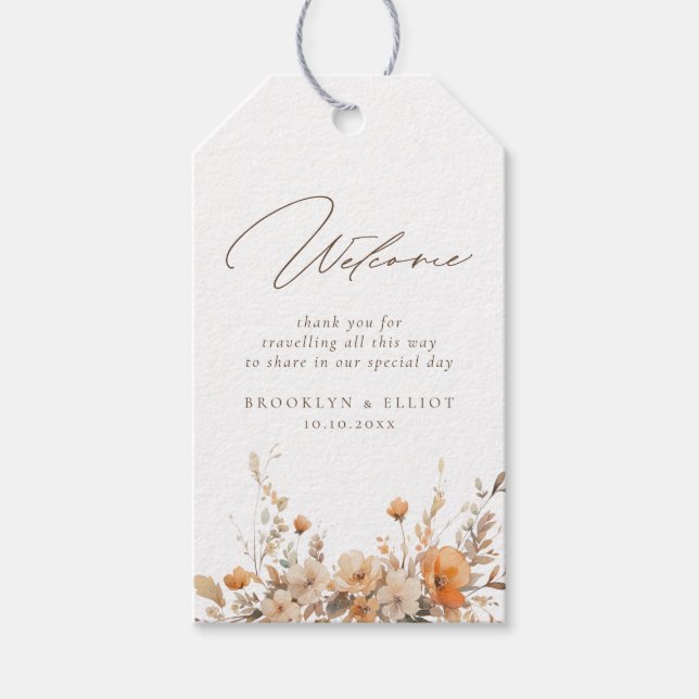 Étiquettes-cadeau Elégante Automne Fleurs Sauvages Mariage Hôtel Bie (Devant)