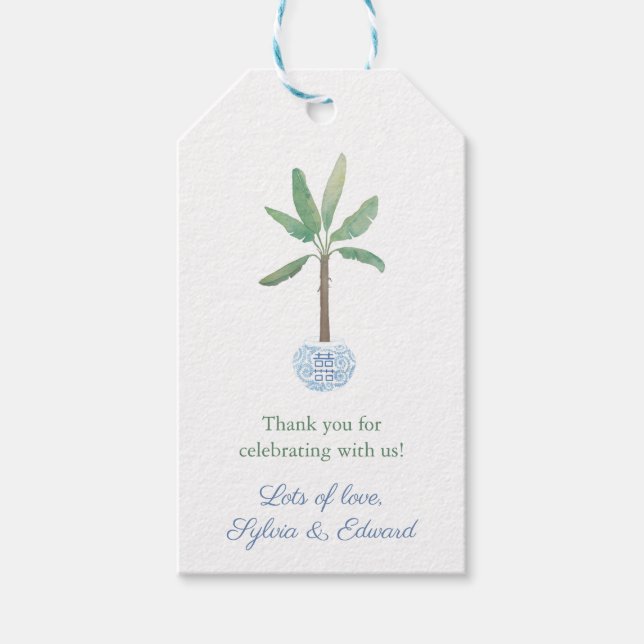 Étiquettes-cadeau Elégante Banana Leaf Tree Hostess Merci (Devant)