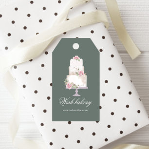 Étiquettes-cadeau Élégante Boulangerie Monogramme De Gâteau À Trois 