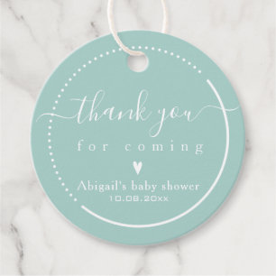 Étiquettes Cadeau Élégante calligraphie Baby shower Turquoise Merci