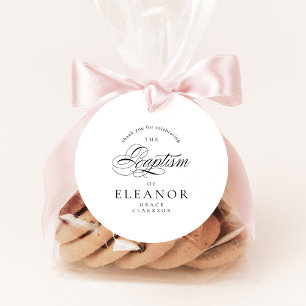 Étiquettes Cadeau Élégante calligraphie Baptême Merci