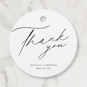 Étiquettes Cadeau Élégante calligraphie Merci Mariage personnalisé