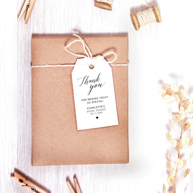 Étiquettes-cadeau Élégante calligraphie Merci noir et blanc (Créateur téléchargé)