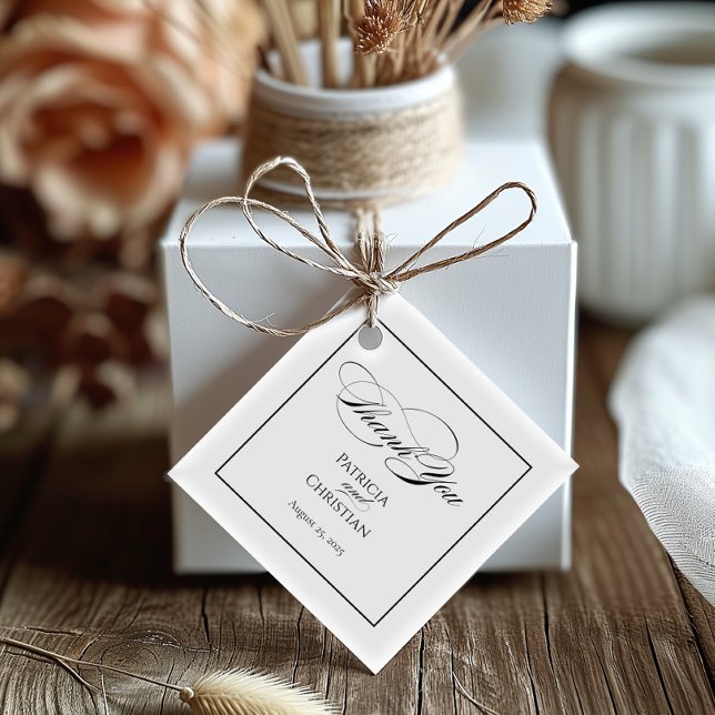 Étiquettes Cadeau Elégante calligraphie noire Merci balises de faveu (Créateur téléchargé)
