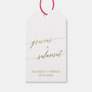 Étiquettes-cadeau Élégante calligraphie or Gracias et Salamat