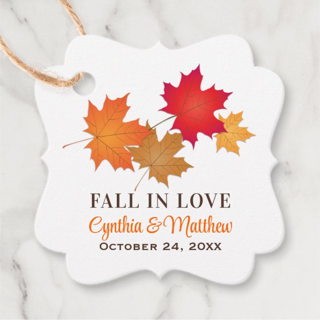 Étiquettes Cadeau Élégante chute dans l'amour Automne Feuilles Maria (Devant)