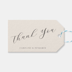 Étiquettes-cadeau Élégante crème ivoire Calligraphie Mariage Merci