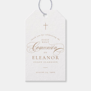 Étiquettes-cadeau Élégante croix calligraphie communion Favoriser
