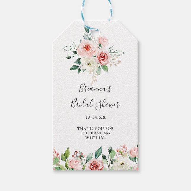Étiquettes-cadeau Élégante Dainty Automne Fête des mariées florale (Devant)