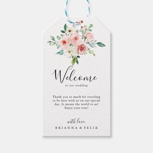 Étiquettes-cadeau Élégante Dainty Automne Floral Mariage Bienvenue (Devant)