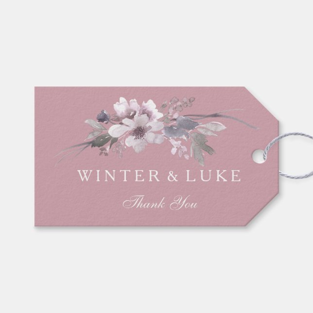 Étiquettes-cadeau Élégante Dusty Rose Floral Mariage Cadeau Favorise (Devant (Horizontal))