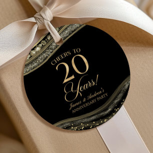 Étiquettes Cadeau Élégante Fête d'anniversaire de 20 ans en Agate No