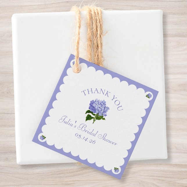 Étiquettes Cadeau Élégante Fête des mariées Classic Hydrangea Scallo (Créateur téléchargé)