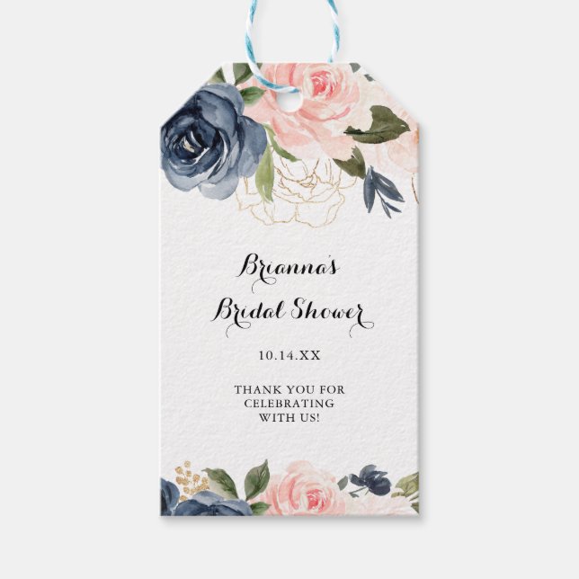 Étiquettes-cadeau Élégante Fête des mariées de calligraphie florale  (Devant)