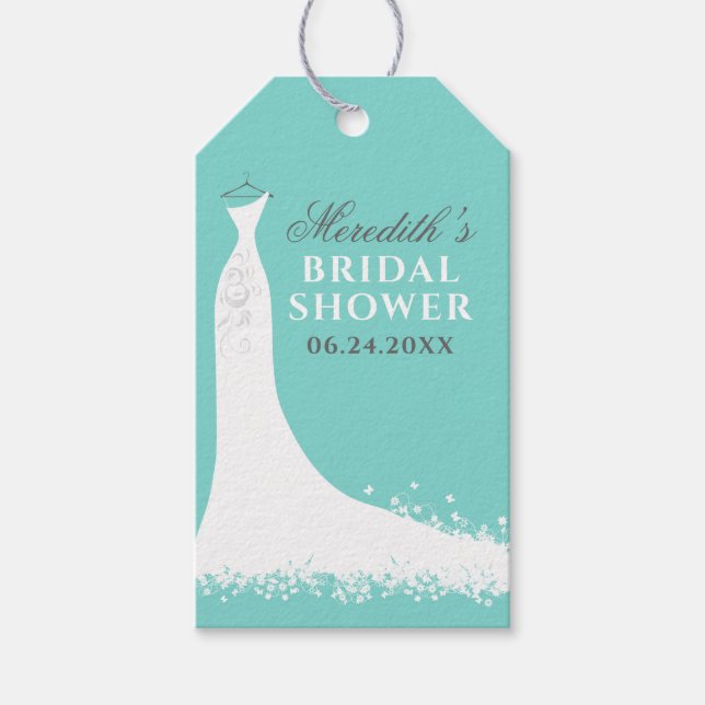 Étiquettes-cadeau Elégante Fête des mariées de Mariage bleu Aqua (Devant)