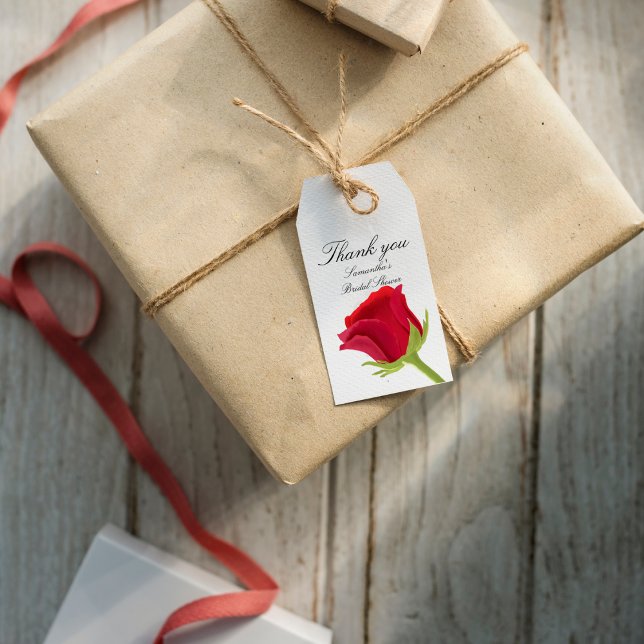 Étiquettes-cadeau Élégante Fête des mariées de rose rouge (Créateur téléchargé)