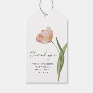 Étiquettes-cadeau Elégante Fête des mariées de tulipe aquarelle