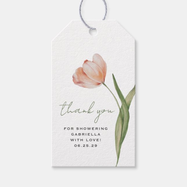 Étiquettes-cadeau Elégante Fête des mariées de tulipe aquarelle (Devant)