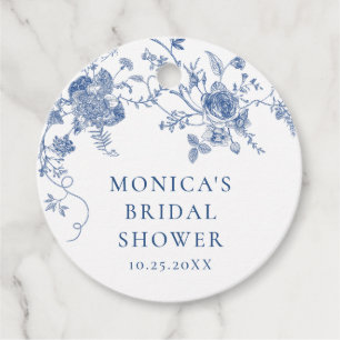 Étiquettes Cadeau Elégante Fête des mariées Florale Bleue Victorienn
