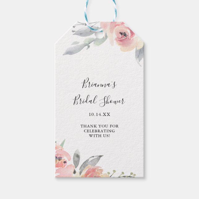 Étiquettes-cadeau Élégante Fête des mariées florale rose (Devant)