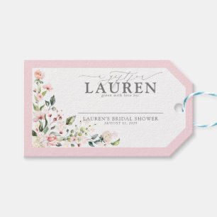 Étiquettes-cadeau Élégante Fête des mariées florale rose pâle non en