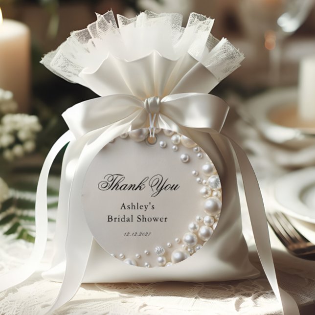 Étiquettes Cadeau Elégante Fête des mariées perles (Créateur téléchargé)
