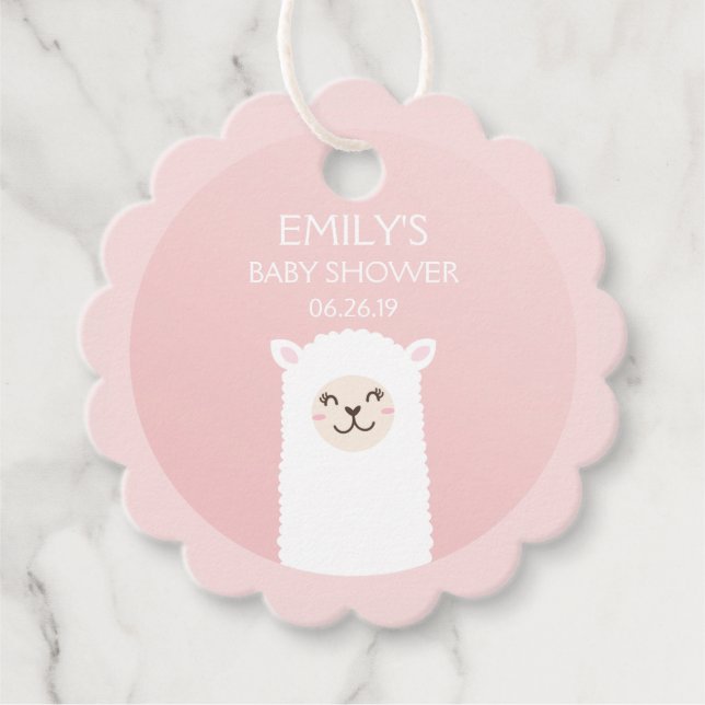 Étiquettes Cadeau Élégante fille rose Baby shower mignonne Kawaii Ll (Devant)