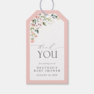 Étiquettes-cadeau Elégante Fleurs Roses Jardin Baby shower Merci