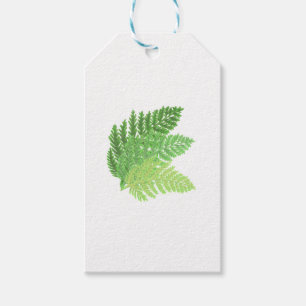 Étiquettes-cadeau Élégante fougères vertes feuilles de bois