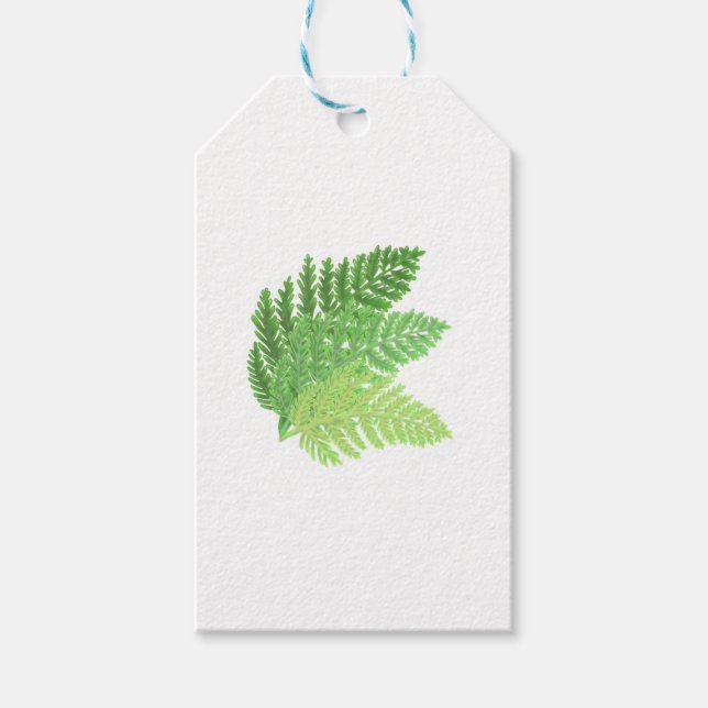 Étiquettes-cadeau Élégante fougères vertes feuilles de bois (Devant)