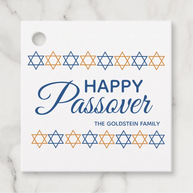 Étiquettes Cadeau Elégante Happy Passover Star de David Personnalisé (Devant)