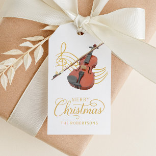 Étiquettes-cadeau Élégante musique de Noël violon