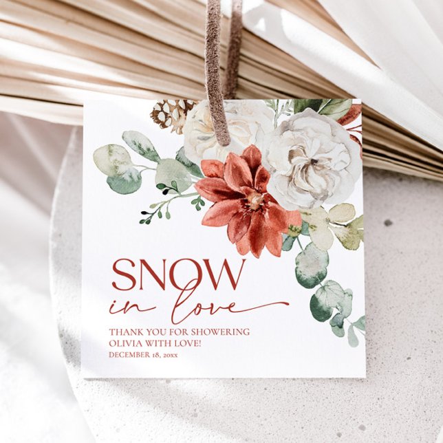 Étiquettes Cadeau Elégante neige rouge en amour Fête des mariées d'h (Créateur téléchargé)