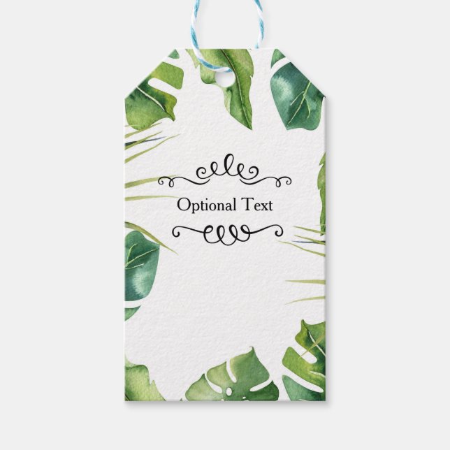 Étiquettes-cadeau Élégante Palme d'été Tropical Feuille Mariage (Devant)