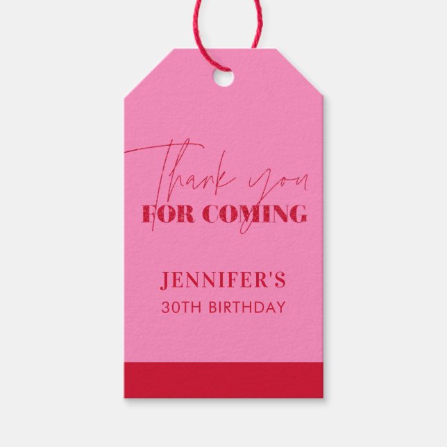 Étiquettes-cadeau Élégante Parties scintillant rouge rose chaud Merc (Devant)