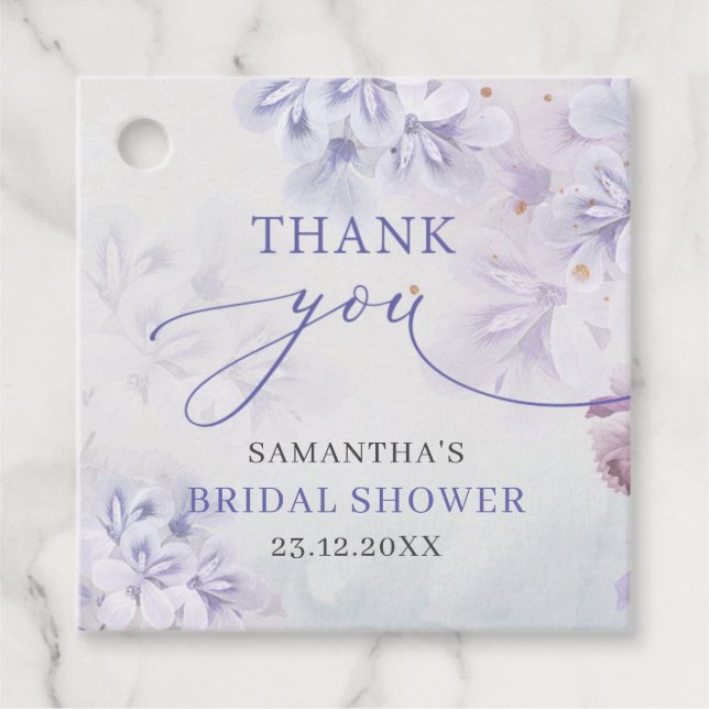 Étiquettes Cadeau Elégante pastel mauve fleurs de printemps nuptiale (Devant)