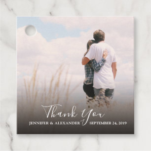 Étiquettes Cadeau Elégante photo mariage Merci