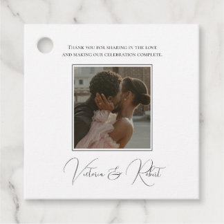 Étiquettes Cadeau Élégante photo Merci moderne Mariage