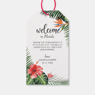 Étiquettes-cadeau Élégante Police Tropical Mariage Welcome Favoriser