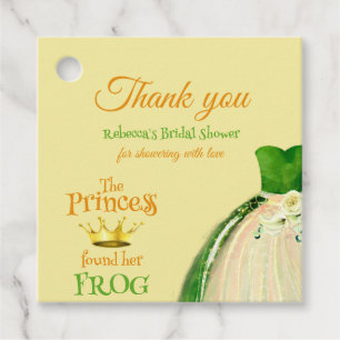 Étiquettes Cadeau Élégante Princesse Grenouille Remerciement de Mari