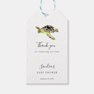 Étiquettes-cadeau Elégante Tortue de mer Douche bébé Simple Minimal