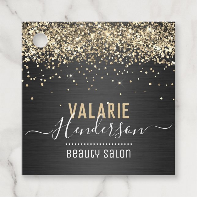 Étiquettes Cadeau Élégante typographie de script en métal brossé (Devant)