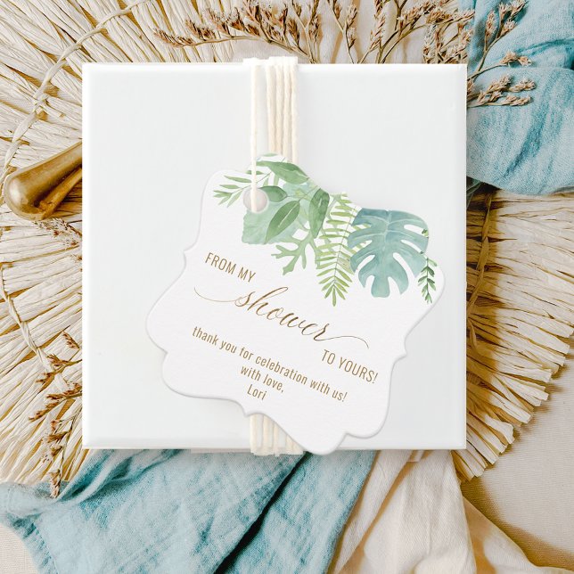 Étiquettes Cadeau Élégante verdure, de ma douche à la vôtre, douche (Créateur téléchargé)