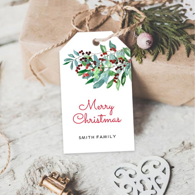 Étiquettes-cadeau Élégante verdure Joyeux Noël (Créateur téléchargé)