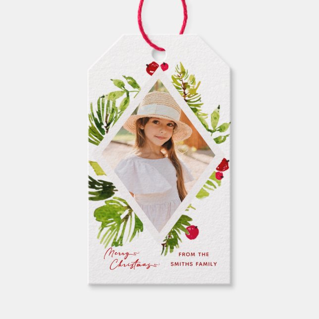 Étiquettes-cadeau Élégante verdure Photo botanique (Devant)