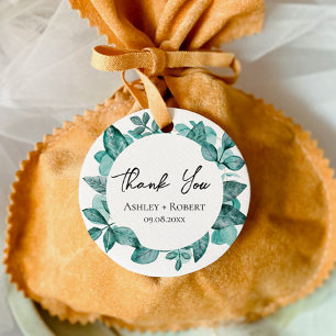 Étiquettes Cadeau Elégante verdure Turquoise Aquarelle Mariage moder