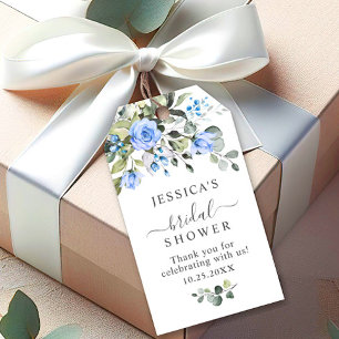 Étiquettes-cadeau Élégantes Roses Bleues d'Eucalyptus Favori Remerci