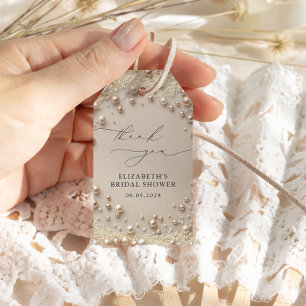 Étiquettes-cadeau Élégants Favoris de Mariage de Perles Classiques