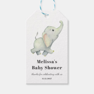 Étiquettes-cadeau Eléphant Baby shower Sexe Neutre Personnalisé